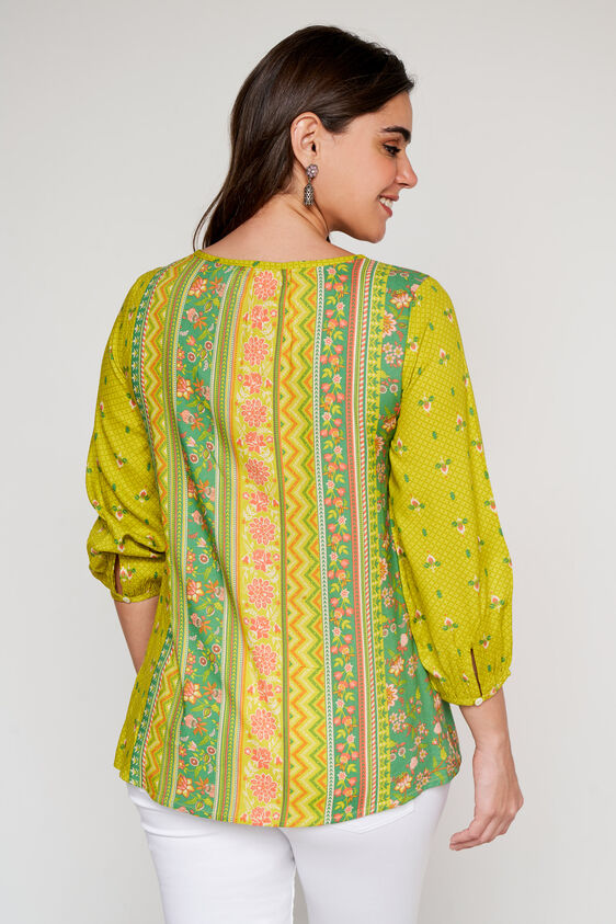 Green Floral Flared Top, Green, image 5
